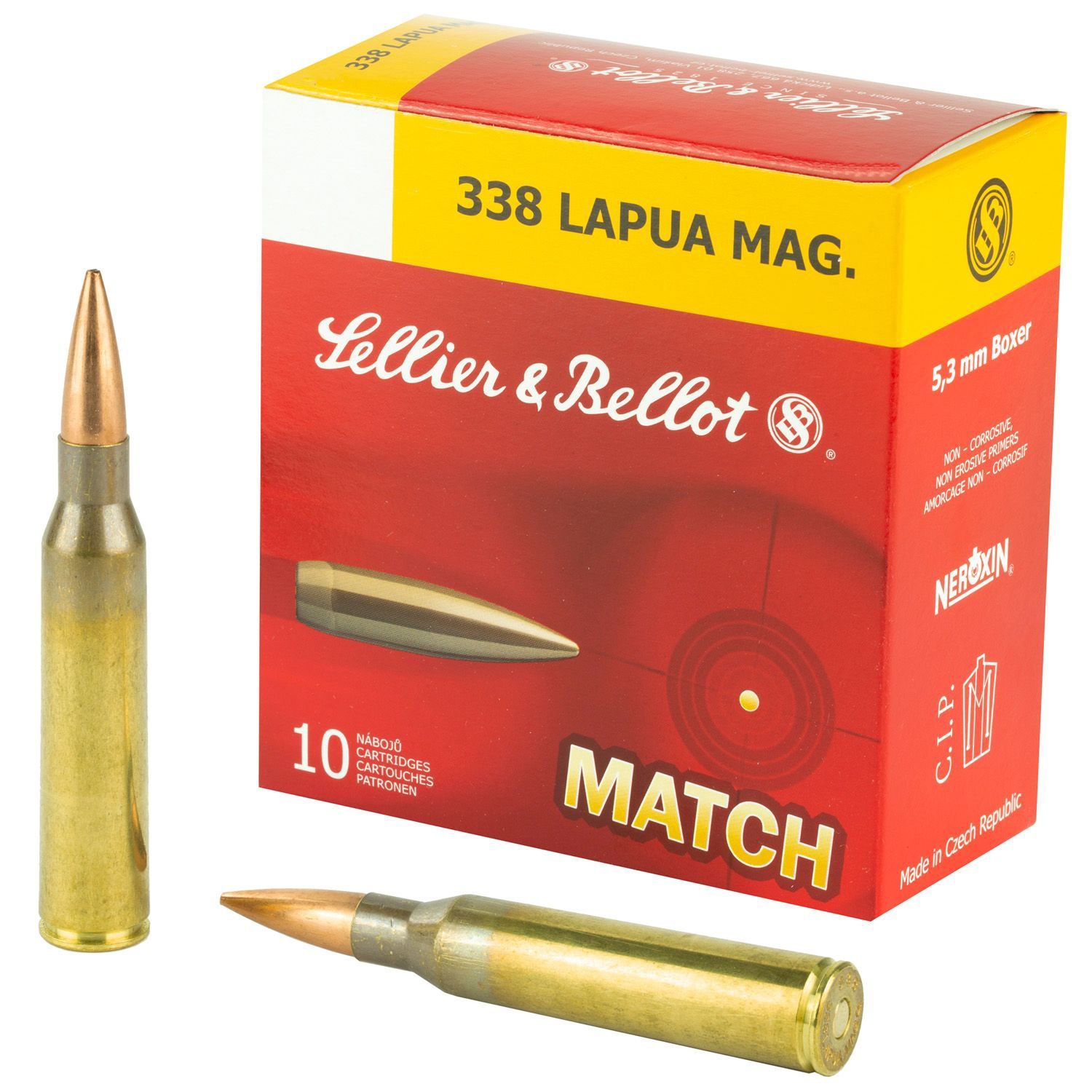 S&amp;B .338 LAPUA, 300GR BTHP, 10RD/BX, 754908512157, 338LMB