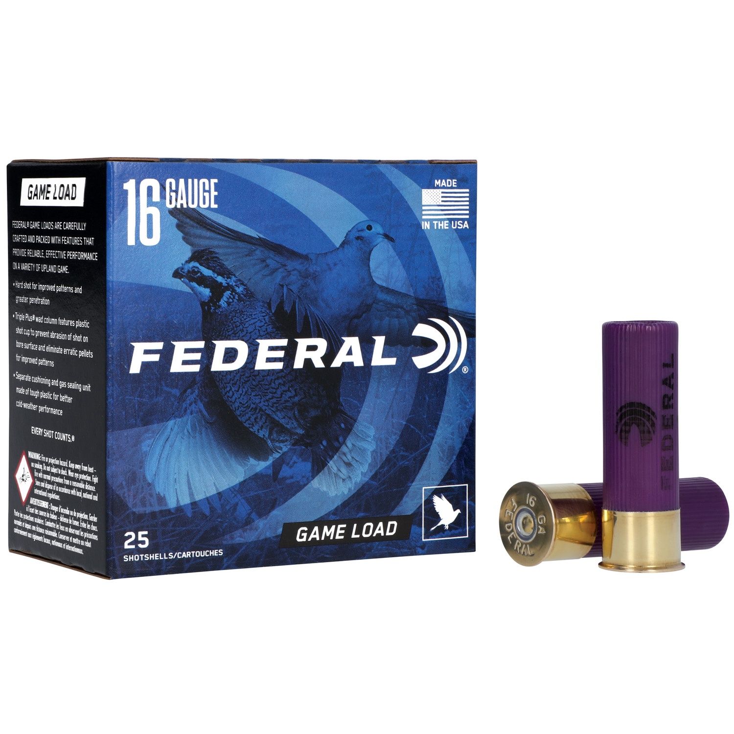 Federal, Game Load, 16 Gauge 2.75", #7.5, 2 1/2 Dram, 1oz, 25 Round Box 029465050771 H16075