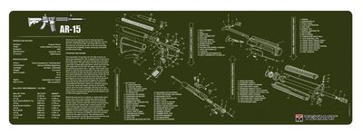 TekMat "AR-15" Armorers Bench Mat 12"x36"x1/8" Neoprene OD Green, 612409971463, 36-AR15OD