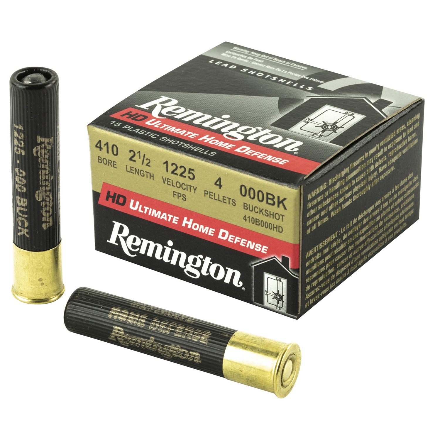 Remington Ultimate Home Defense .410 Bore Shotshell 15 Rounds 2-1/2" 000 Buckshot, 047700512709, 410B00HD