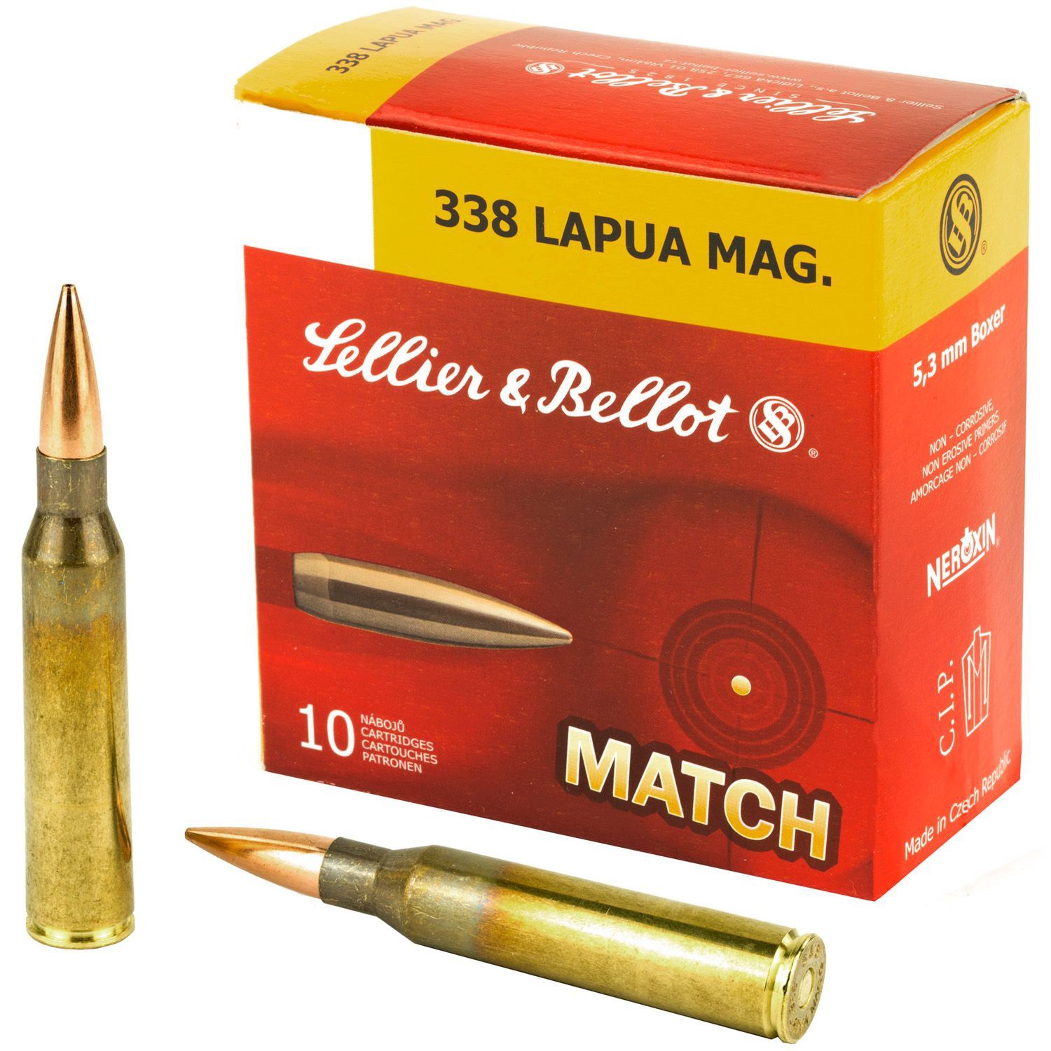 Sellier &amp; Bellot 338 Lapua Mag 250 Grain Hollow Point Boat Tail Rifle Ammunition, 754908511747, SB338LMA