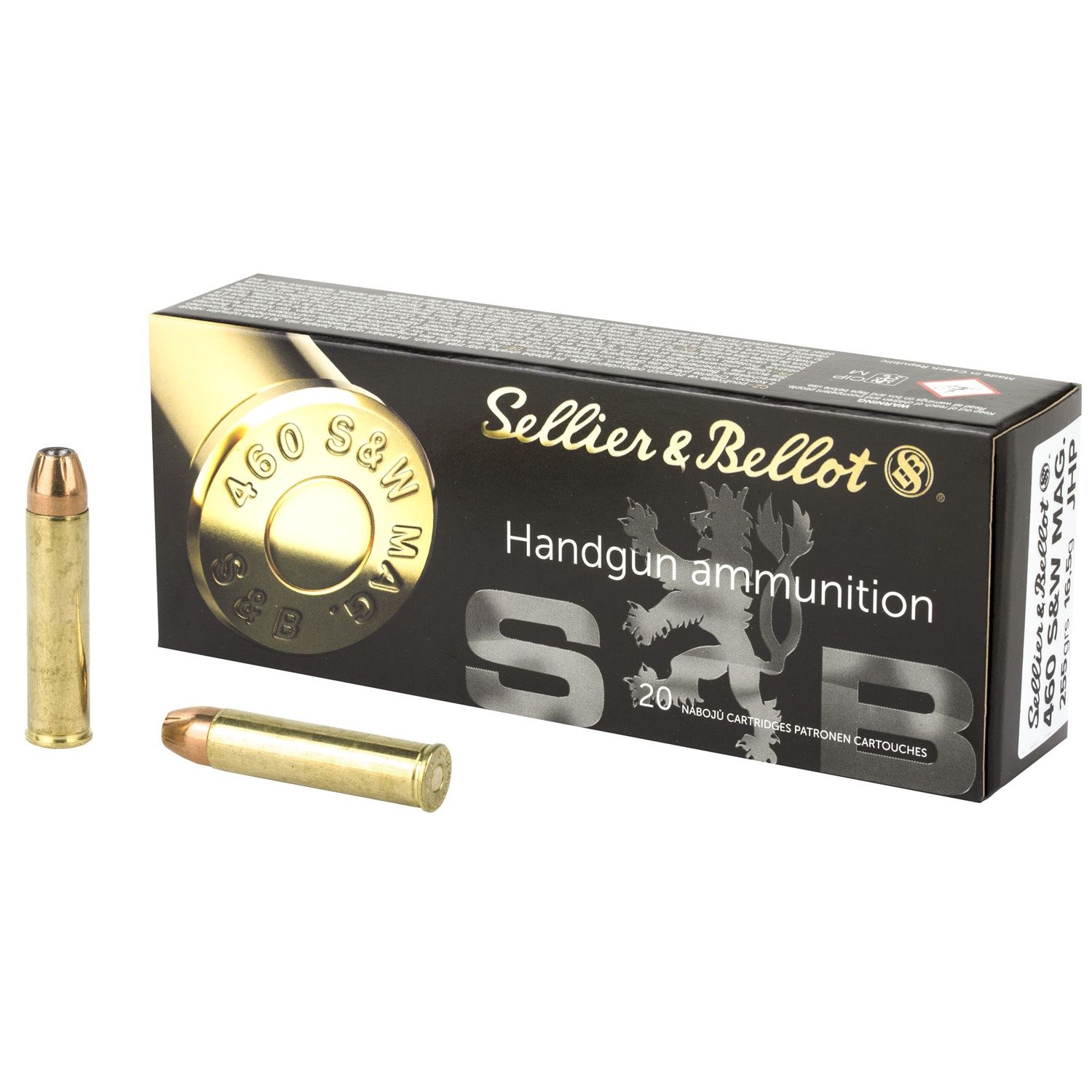 SELLIER &amp; BELLOT 255 GR JACKETED HOLLOW POINT .460 S&amp;W MAG AMMO, 20/BOX, 754908501045, SB460B