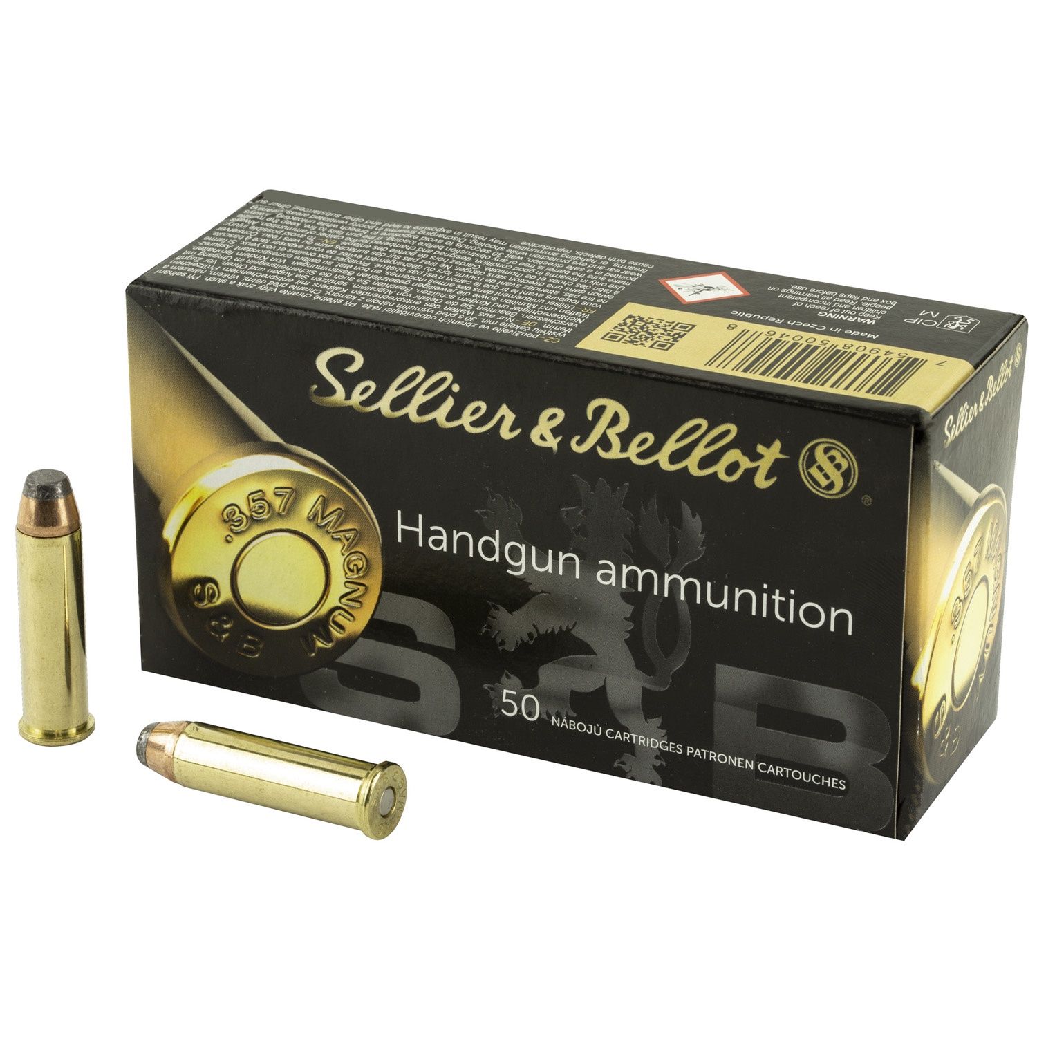 Sellier &amp; Bellot .357 Magnum Ammunition 50 Rounds SJSP 158 Grains, 754908500468, SB357B, LA00353