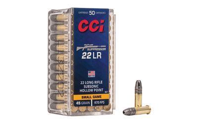 CCI .22LR Suppressor Small Game, 45GR LHP, 50RD/BX, 076683009579, 957, LA00239