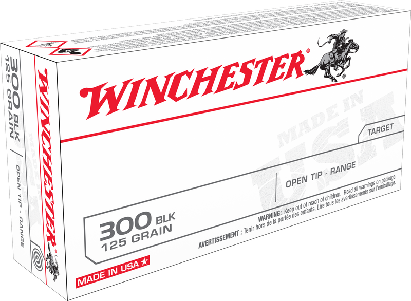Winchester 300BLK 20rds 125gr, Open Tip Range Ammunition, 020892224568, USA300BLK