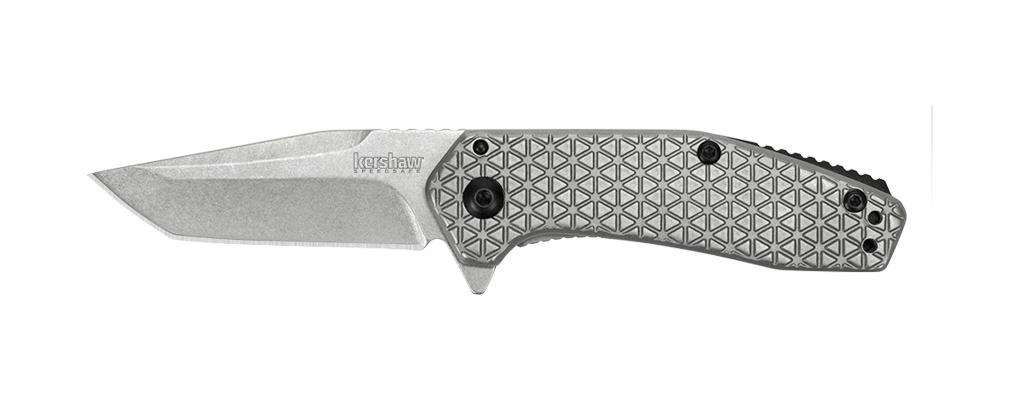 Kershaw, CATHODE, Folding Knife/Assisted, 4CR14, Stonewashed, Plain, Drop Point, SpeedSafe, Flipper, FRAME Lock, Reversible Carry, 2.25", Steel, Stonewashed, Box, 087171044903, 1324
