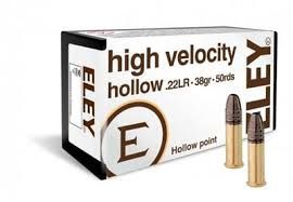 Eley High Velocity Hollow 22 LR 50 Rounds 38 Grain HP 1250 fps, 650911112011, 05200