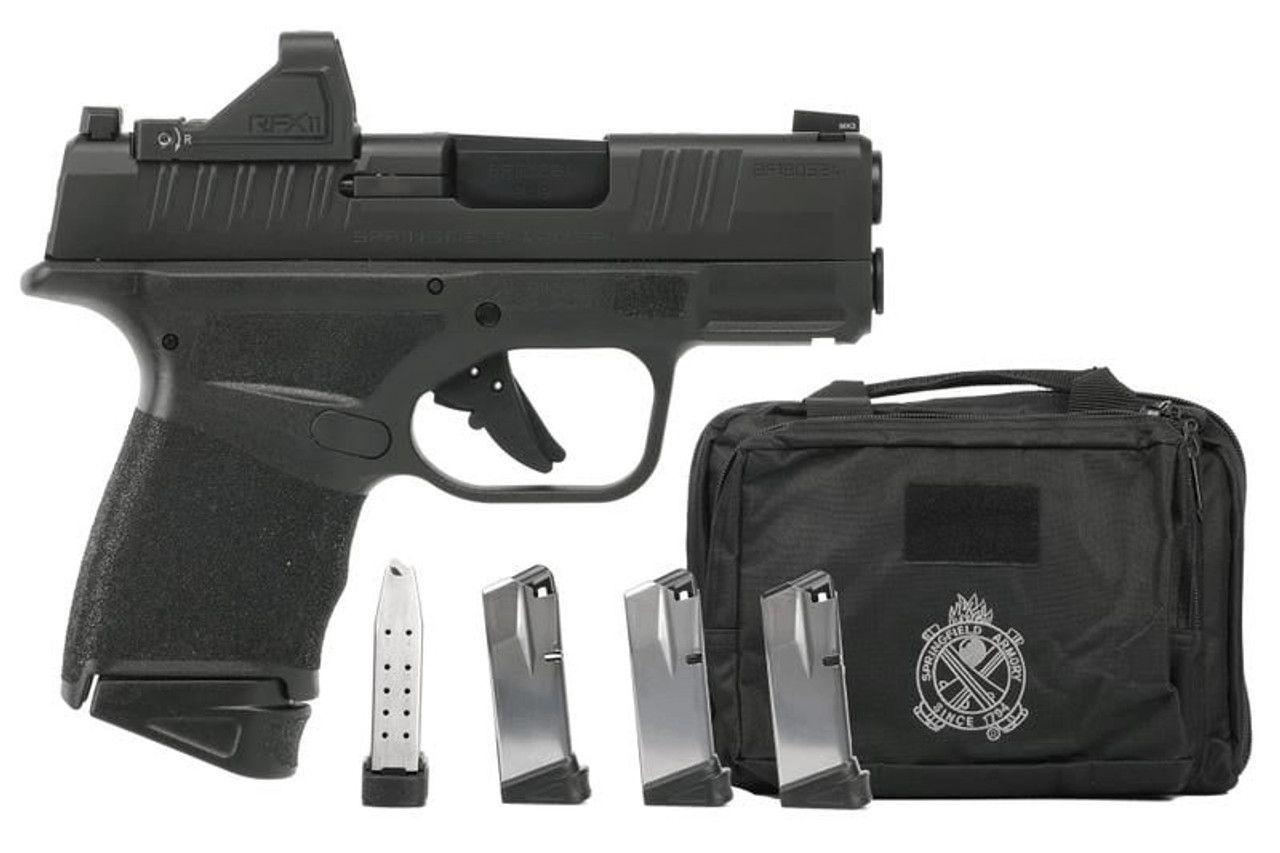 Springfield Armory Hellcat Micro Compact OSP Handgun Gear Up Package 9mm Luger 11rd (1) &amp; 13rd (3) Magazines 3" Barrel Black with Bag and Viridian Green Dot, 706397984793, HC9319BOSP-GU24