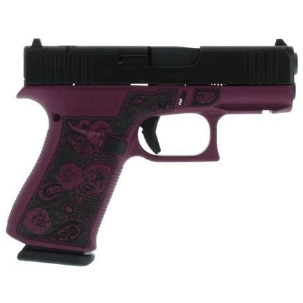 Glock 43x MOS Custom "Glock and Roses Black Cherry Frame" Subcompact Handgun 9mm Luger 10rd Magazines (2) 3.41" Barrel Austria, 688099404505, PX4350201FRMOS_MODBCFP