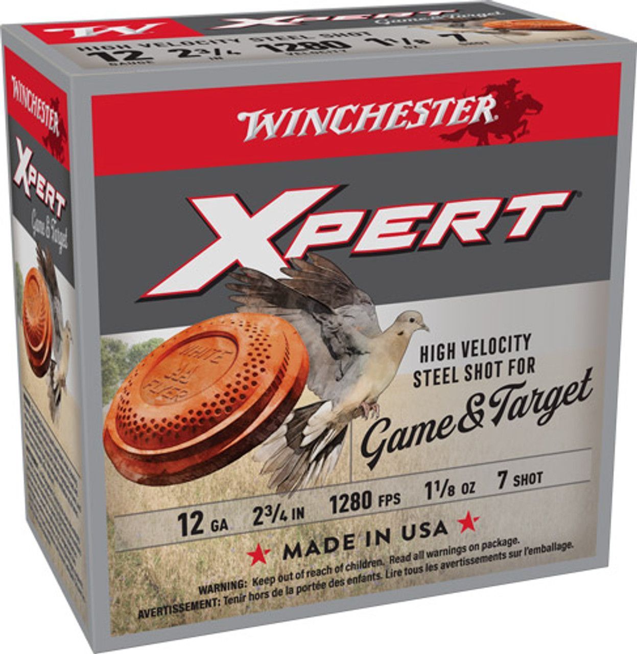 Winchester Super X Game &amp; Target 12 Gauge Ammunition 2-3/4" #7 Steel Shot 1-1/8 oz 1280 fps, 020892019461, WE12GTH7