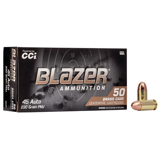 CCI Blazer Brass 45 Auto/ACP 230gr FMJ Ammunition 50rds, 076683052308, 5230