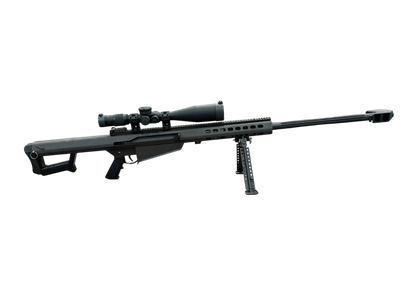 *CONS* BARRETT 82A1 29" 50BMG RIFLE, GRY/BLK, W/ 2 MAGS, US OPTICS 5-25x SCOPE, CLEANING KIT, ORIGINAL CASE