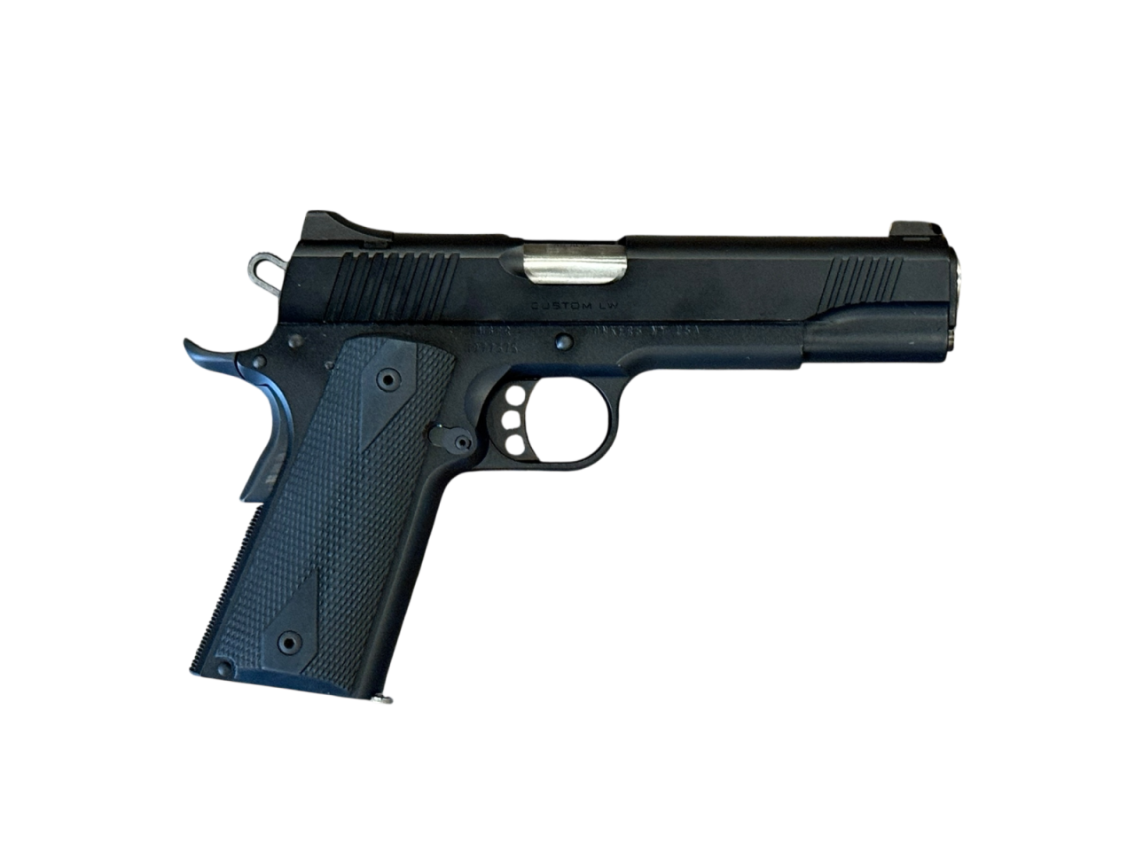 *USED* KIMBER 1911 CUSTOM LW 5" 45ACP PISTOL, BLK, W/ 3 MAGS, HOLSTER, ORIGINAL BAG/ACCYS