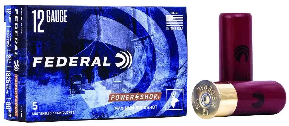 Federal F12700 Power-Shok 12 Gauge 2.75" 9 Pellets 00 Buck Shot 5 Bx/ 50 Cs