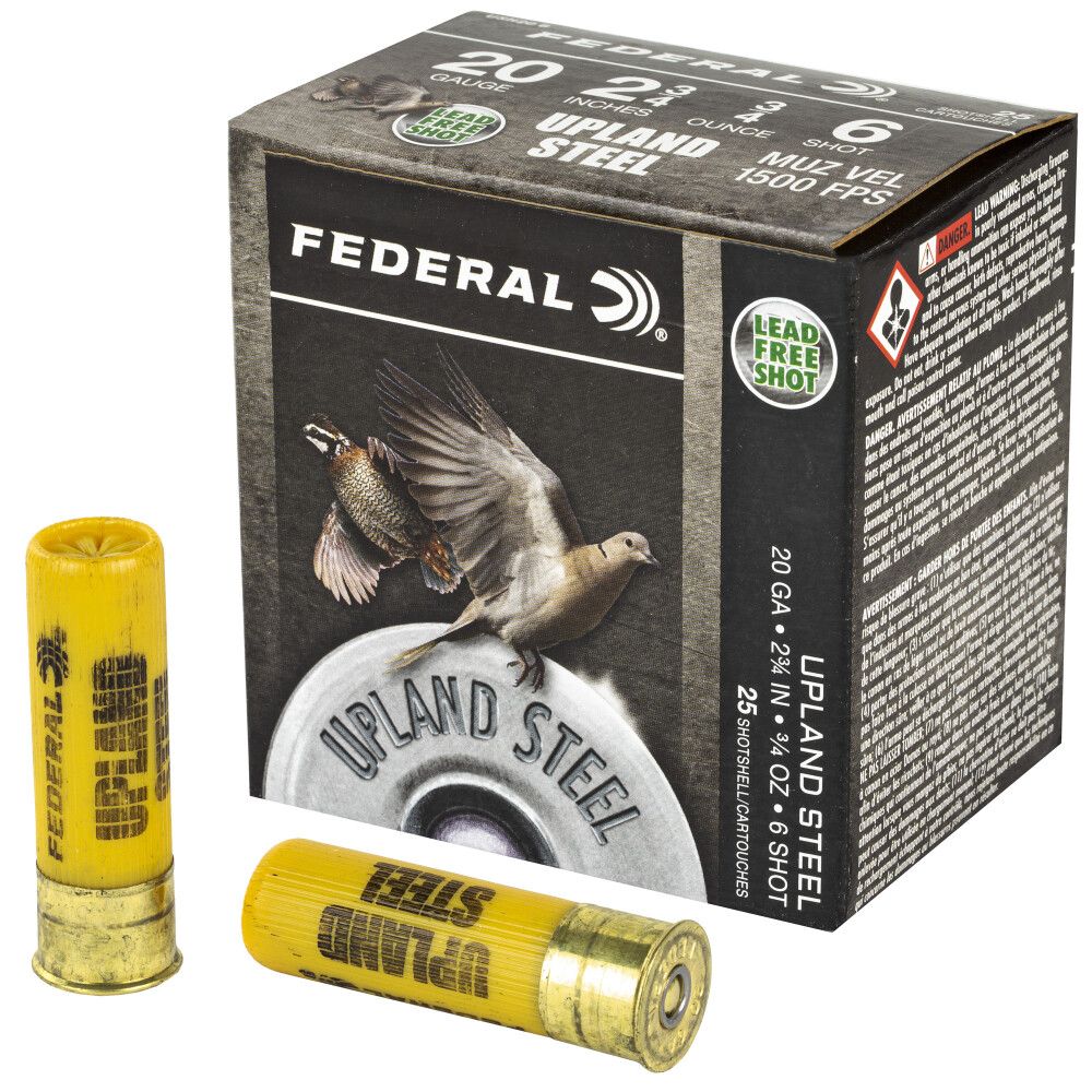 Federal USH206 Upland Steel 20 Gauge 2.75" 3/4 oz 6 Shot 25 Bx/ 10 Cs
