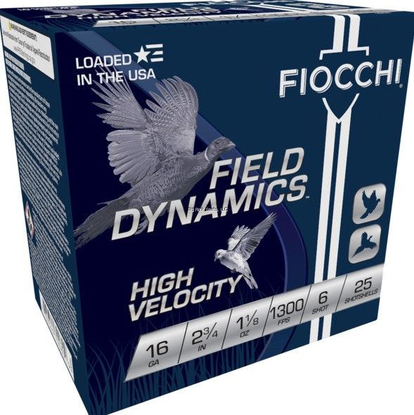 Fiocchi 16HV6 High Velocity  16 Gauge 2.75" 1 1/8 oz 6 Shot 25 Bx/ 10 Cs