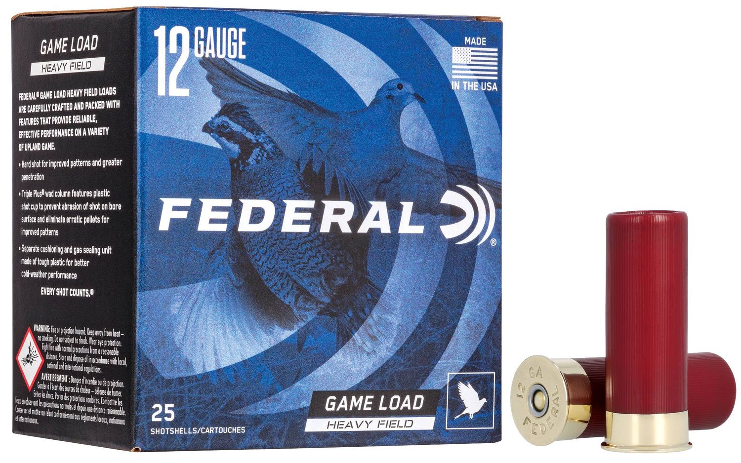 Federal H1238 Game-Shok Upland Heavy Field 12 Gauge 2.75" 1 1/8 oz 8 Shot 25 Bx/ 10 Cs