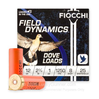 FIOCCHI DOVE&amp;QUAIL AMO 12GA 2.75 IN 1 OZ #8 1250FPS 25-RD ( 10 BOXES PER CASE )