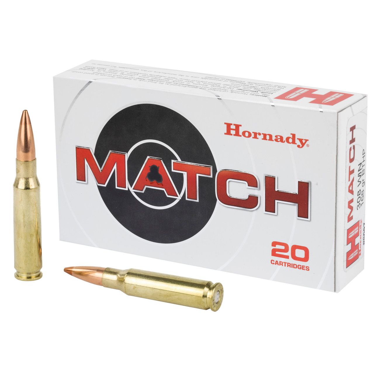 Hornady 8097 Match  308 Win 168 gr Boat Tail Hollow Point Match 20 Bx/ 10 Cs
