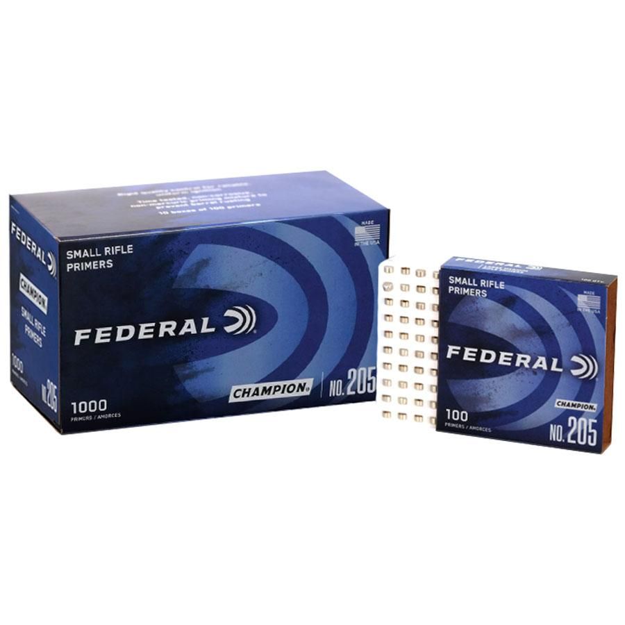 Federal 205 Champion  Small Rifle Primers 1000 total packed 10 boxes of 100