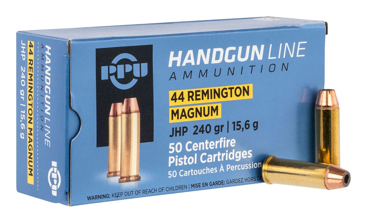 PPU PPH44MH Handgun  44 Rem Mag 240 gr Jacketed Hollow Point 50 Bx/ 10 Cs
