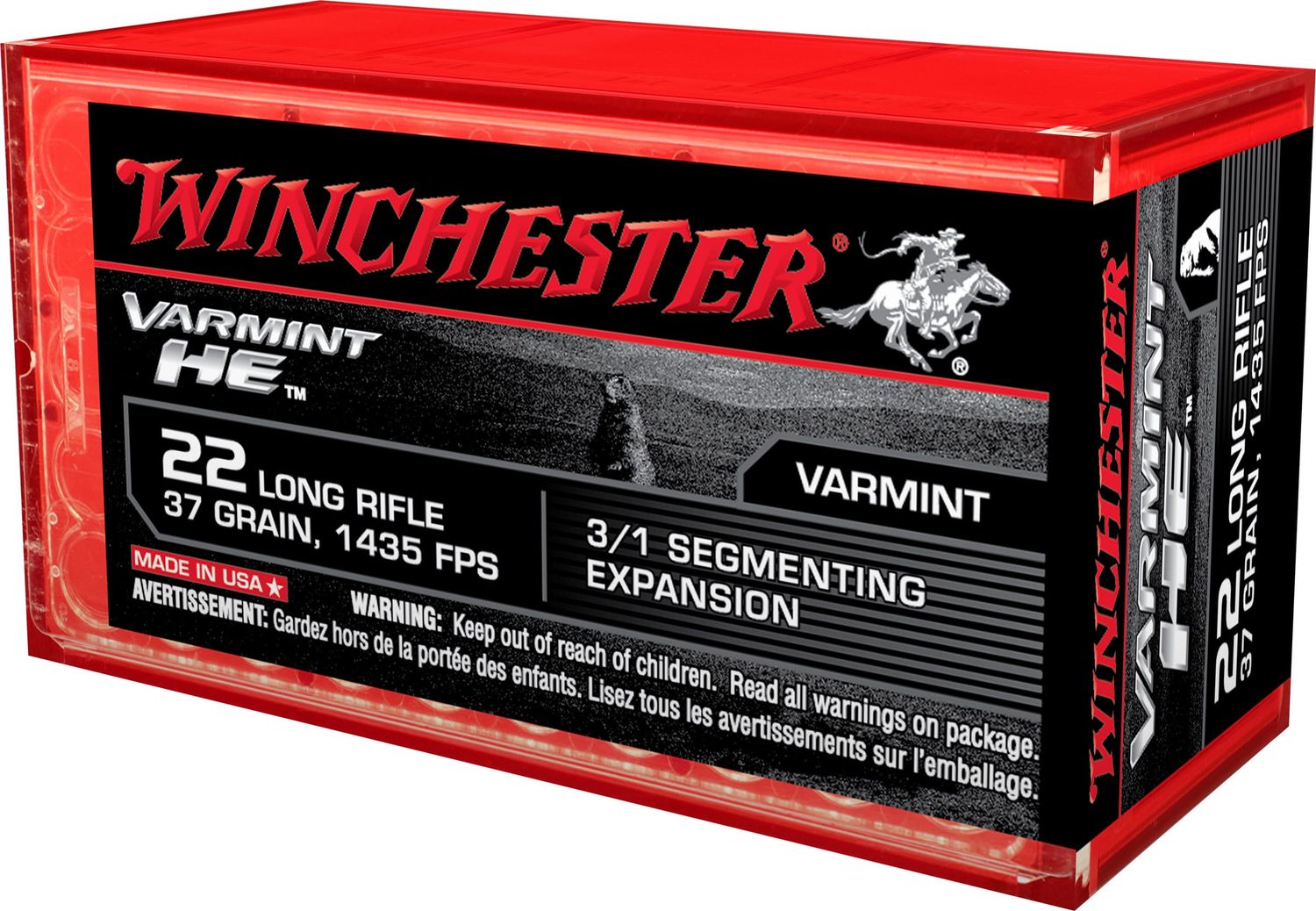 Winchester Ammo S22LRFSP Varmint HE  22 LR 37 gr Hollow Point (HP) 50 Bx/ 20 Cs