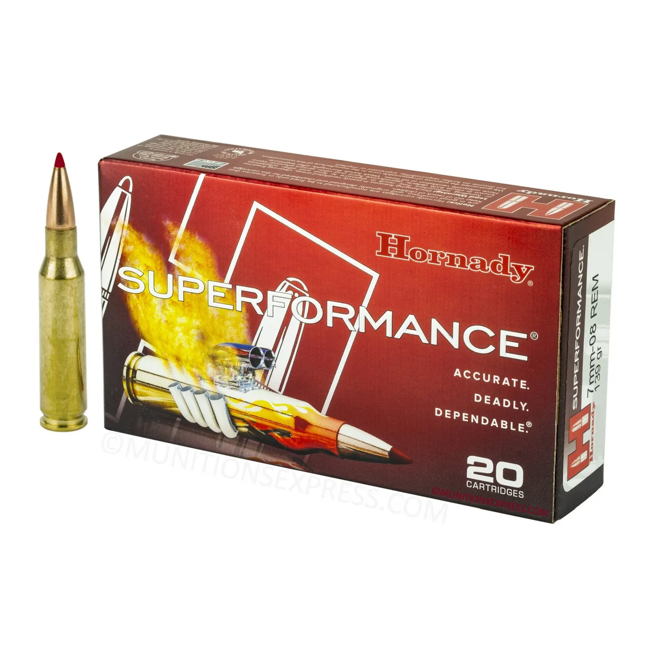 Hornady Superformance Ammunition 7mm-08 Remington 139 Grain CX Polymer Tip Lead Free Box of 20