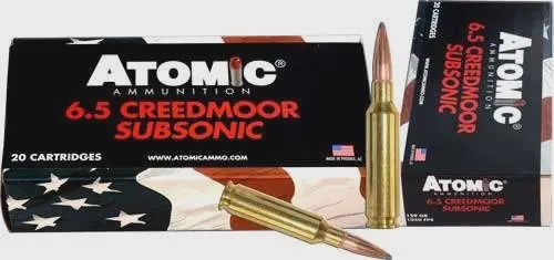Atomic 00482 Rifle Subsonic 6.5 Creedmoor 129 gr Hollow Point Boat-Tail (HPBT) 20 Bx/ 10 Cs