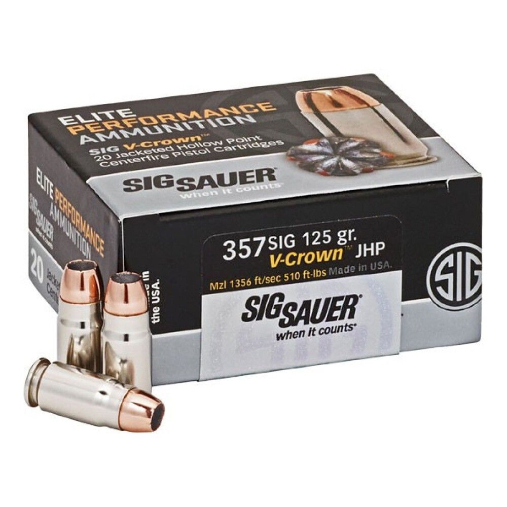 Sig Sauer E357S120 Elite V-Crown  357 Sig 125 gr Jacketed Hollow Point (JHP) 20 Bx/ 10 Cs