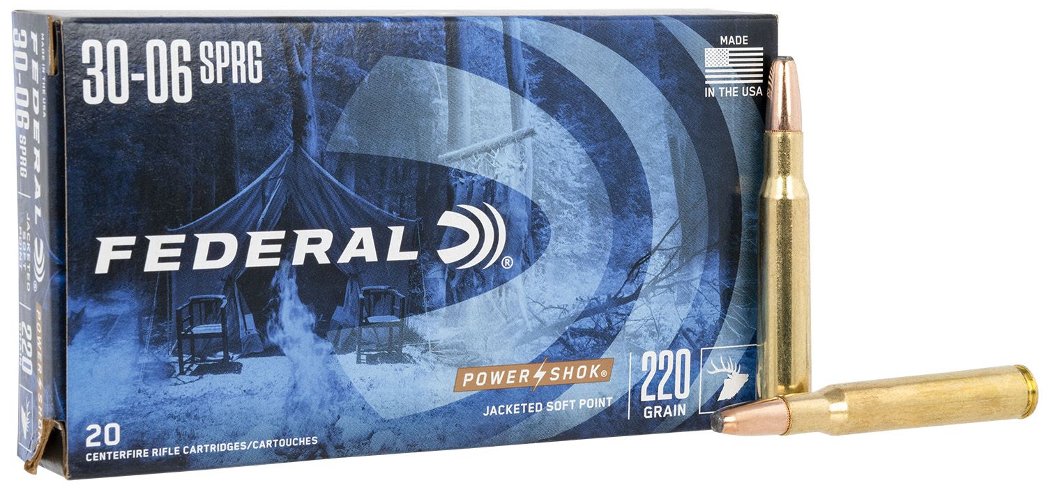 Federal 3006HS Power-Shok  30-06 Springfield 220 gr Jacketed Soft Point (JSP) 20 Bx/ 10 Cs