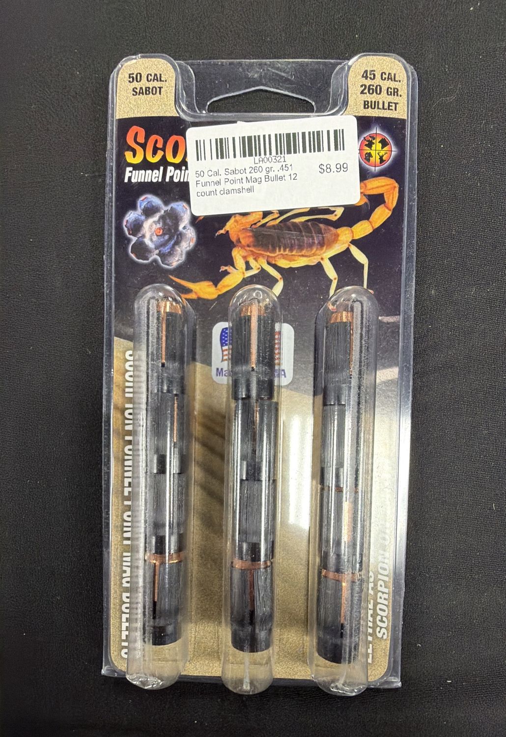 50 Cal. Sabot 260 gr. .451 Funnel Point Mag Bullet 12 count clamshell
