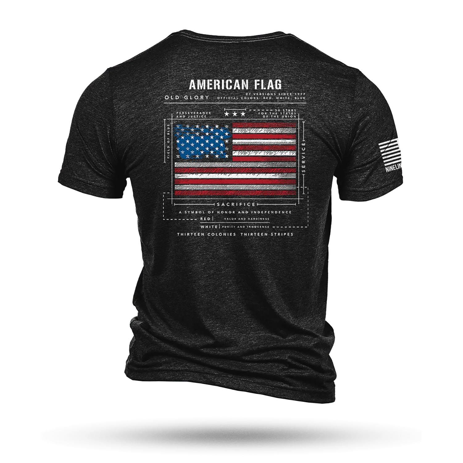 NINE LINE MENS TEE FLAG SCHEMATIC BLACK 2XL