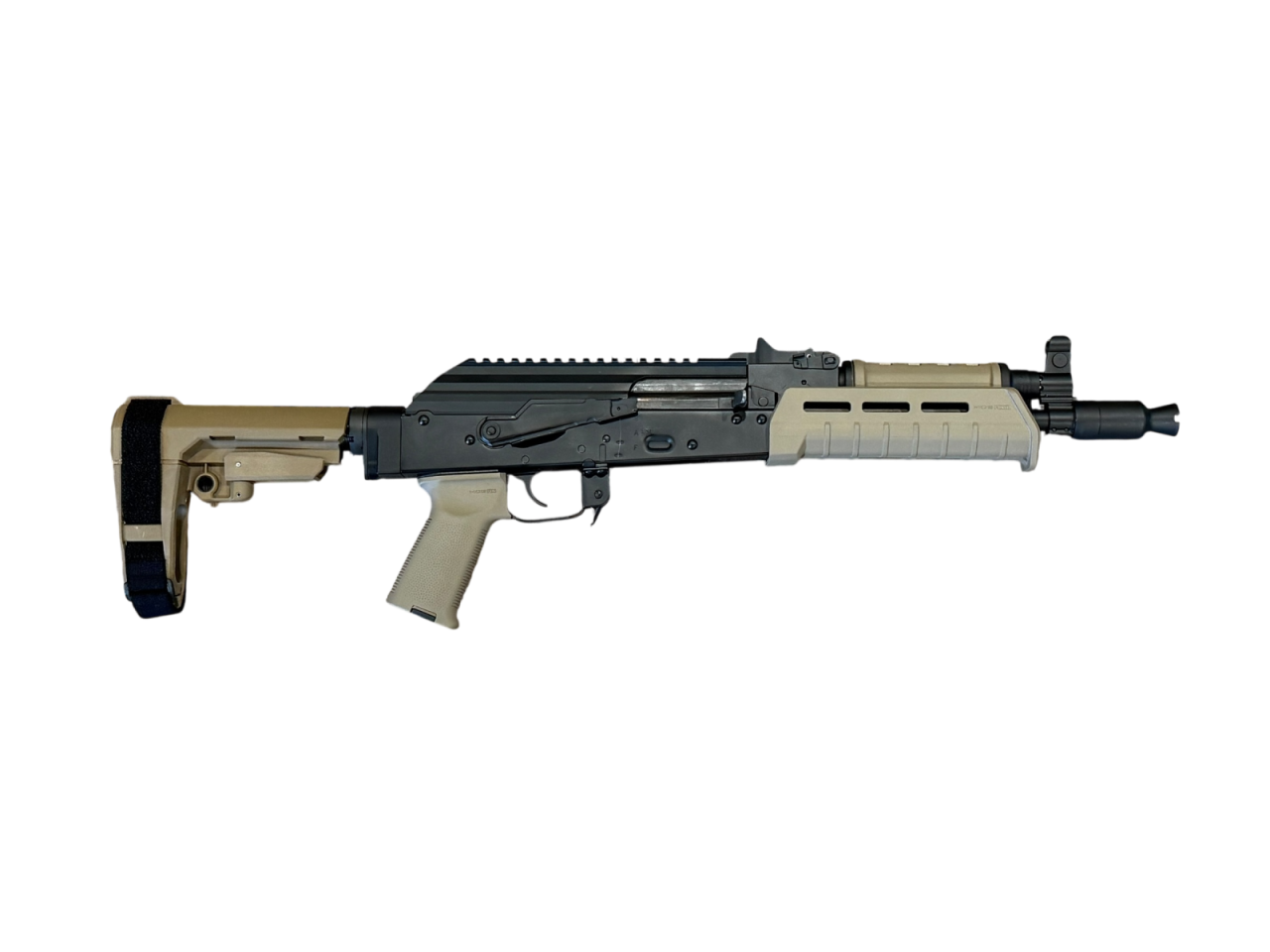 *USED* PSA AK-P7 10.5" 7.62X39 AK47 PISTOL GRIP FIREARM, FDE/BLK, W/ 1 MAG, ORIGINAL BOX/ACCYS