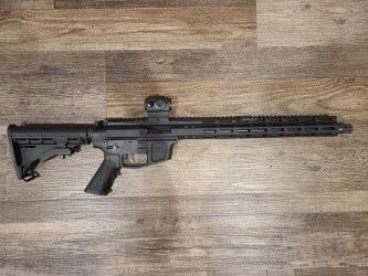 *USED* F.M. PRODUCTS FMP 9 16" 9MM AR9 RIFLE, BLK, W/ NO MAG, ROMEO 5 RED DOT, MBUIS