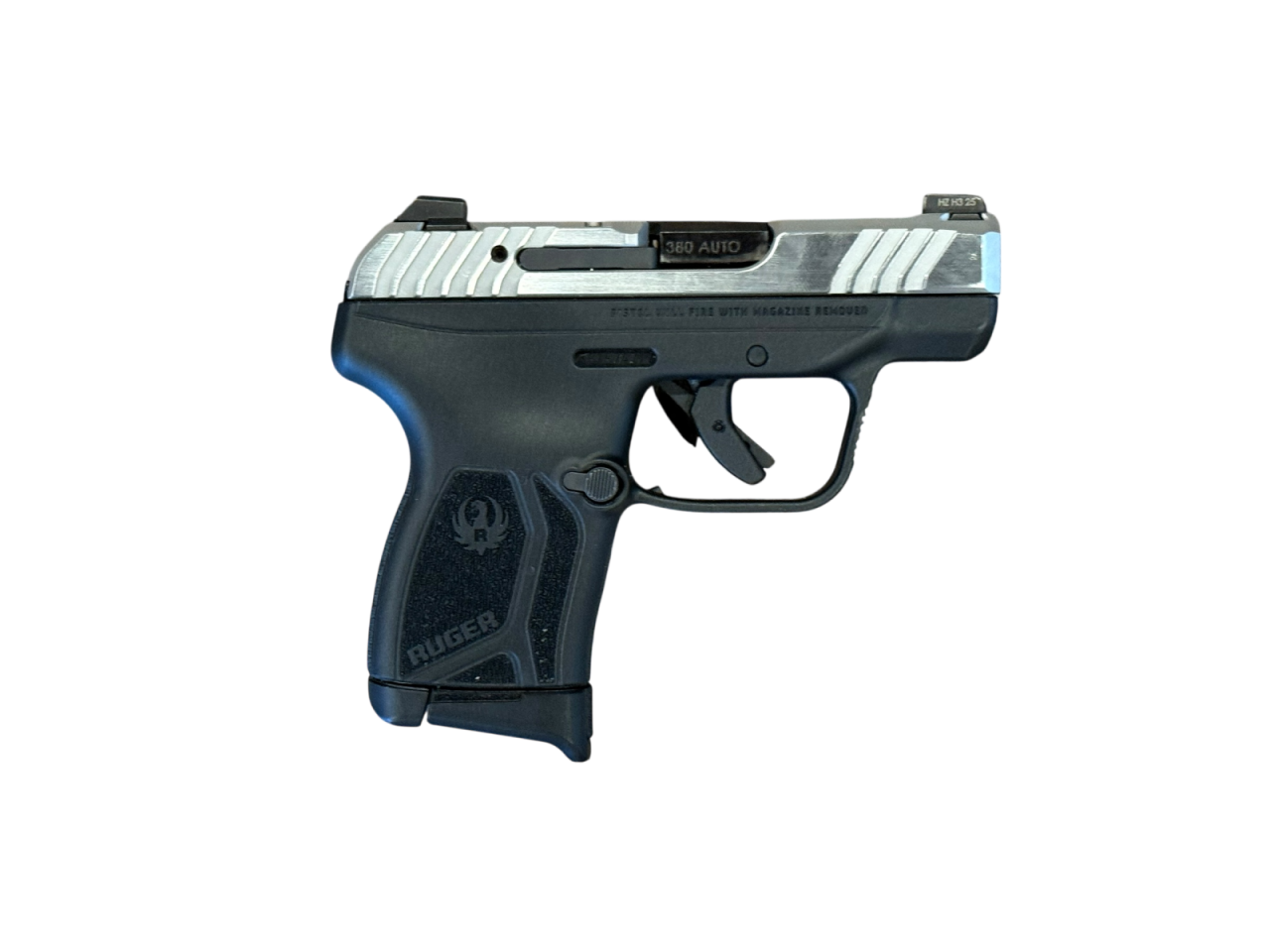 *USED* RUGER LCP MAX 2.75" .380ACP PISTOL, SLV/BLK, W/ 2 MAGS, 2 HOLSTERS, ORIGINAL BOX