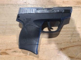 *USED* TAURUS PT738 TCP 2.75" .380ACP PISTOL, SLV/BLK, W/ 2 MAGS, NO BOX