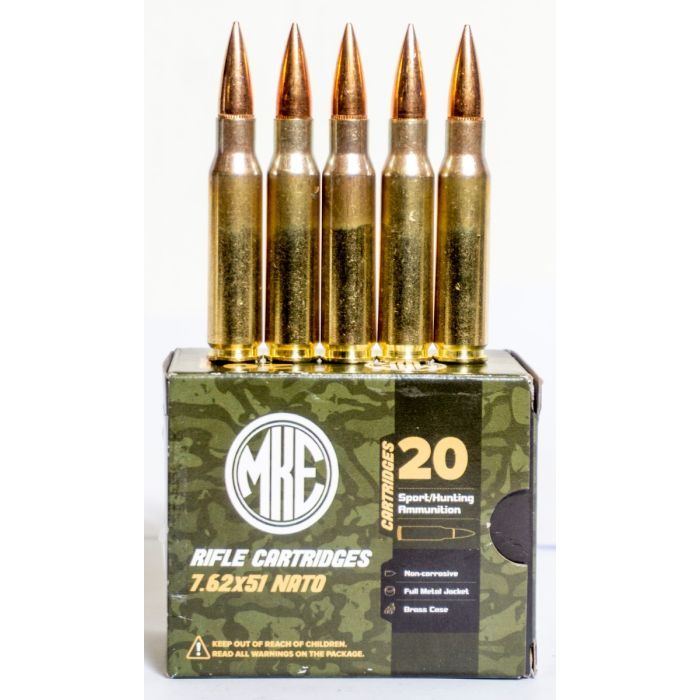 Century Arms, M80, 7.62 NATO, 147 Grain, Brass Case, Full Metal Jacket, 20 Round Box, 787450914971, AM8293