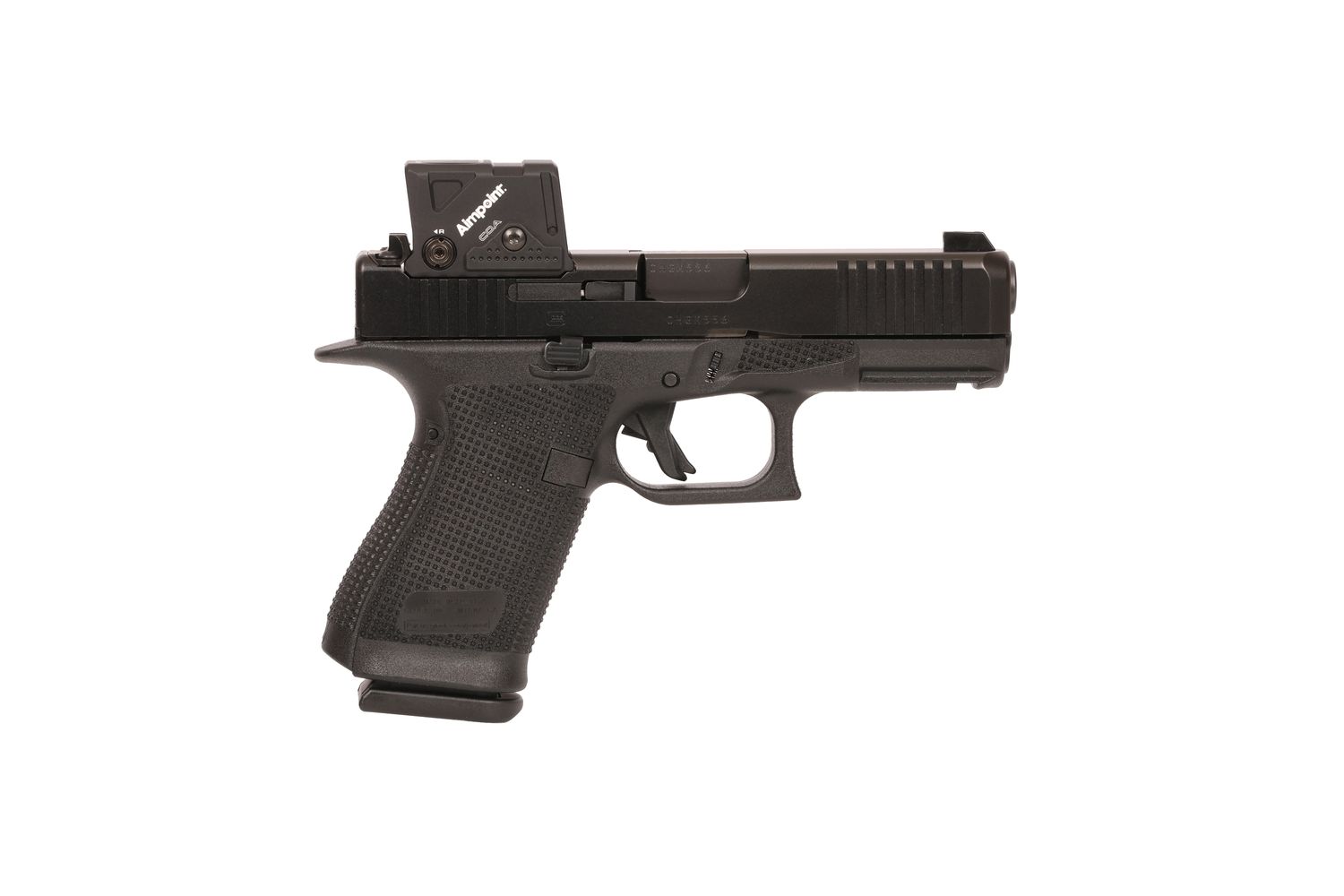 GLOCK, 19 GEN 6 COA, Semi-auto, Striker Fired, Polymer Frame Pistol, Compact, 9MM, 4.02" Barrel, DLC Finish, Fixed Sights, Aimpoint COA Optic, 15 Rds, 3 Mags, 764503068317, P61950B03DC8A3