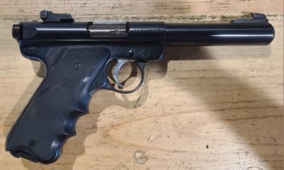 *USED* RUGER MARK II TARGET 5.5" 22LR PISTOL, BLK, W/ 4 MAGS, HOLSTER