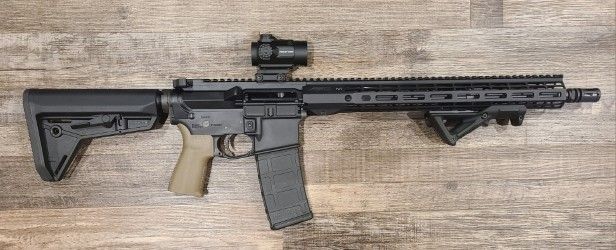 *USED* PSA SPACE FORCE-15 16" 5.56MM SEMI AUTO RIFLE, BLK/FDE, COMES W/ 1MAG, AFG, OPTIC, NO BOX