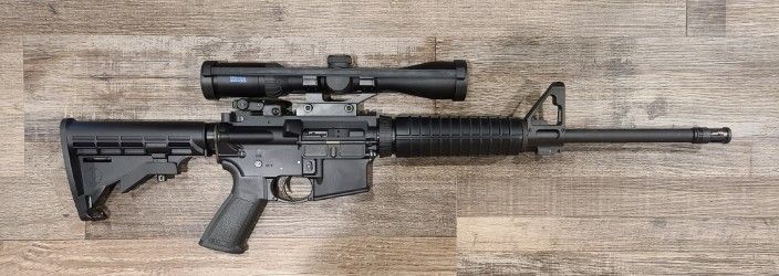 *USED* RUGER AR556 16" 5.56MM SEMI-AUTO RIFLE, BLK, COMES W/ 1 MAG, SCOPE, NO BOX