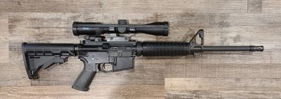*USED* RUGER AR556 16" 5.56MM SEMI-AUTO RIFLE, BLK, COMES W/ 1 MAG, SCOPE, NO BOX