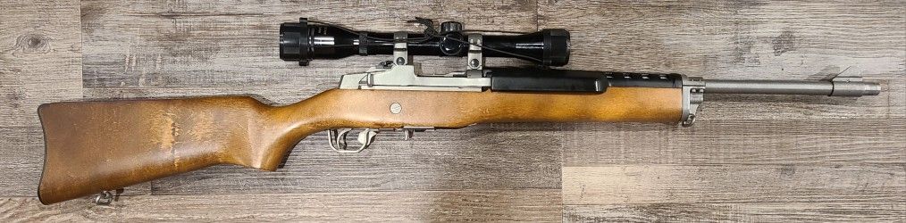 *CONS* RUGER MINI THIRTY 7.62X39MM SEMI-AUTO RIFLE, WOOD/SLVR, COMES W/ NORINCO SCOPE, NO BOX