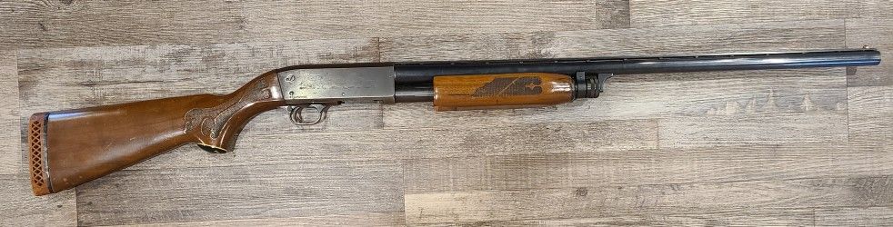 *USED* ITHACA 37 FEATHERLIGHT 12GA PUMP-ACTION SHOTGUN, WOOD/BLK, COMES AS IS, NO BOX