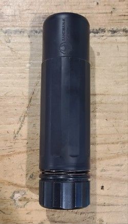 *USED* DEAD AIR SANDMAN K 5.56MM SUPPRESSOR, BLK, COMES W/ KEYMO MOUNT, NO BOX