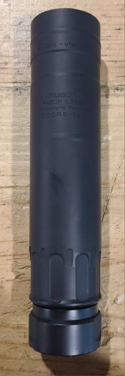 *USED* RUGGED RAZOR 5.56MM SUPPRESSOR, BLK, COMES W/ 1/2X28 M2 BRAKE, NO BOX