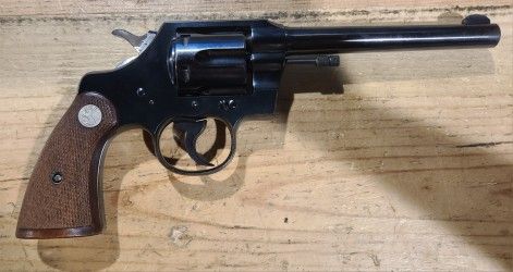 *CONS* COLT OFFICIAL POLICE 6RD 6" .22LR REVOLVER, WOOD/BLK, COMES AS IS, NO BOX