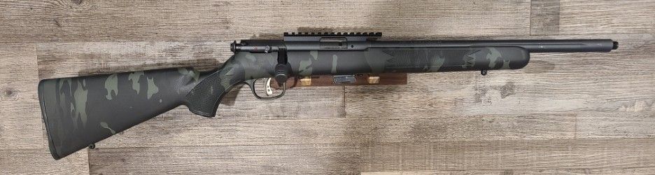 *CONS* SAVAGE MARK II 16.5" 7+1 .22LR BOLT-ACTION RIFLE, BLK/CAMO, COMES W/ 2 MAGS, NO BOX