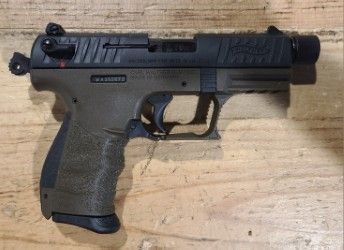 *CONS* WALTHER P22 4" 10+1 SEMI-AUTO .22LR PISTOL, BLK/FDE, COMES W/ 2 MAGS, ORIGINAL CASE/ACCYS