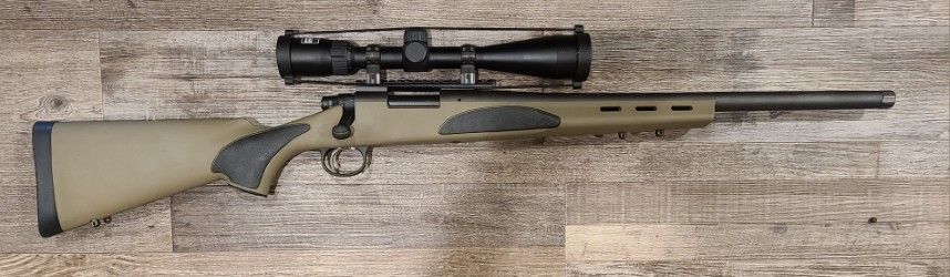 *USED* REMINGTON 700 20" 3+1 BOLT-ACTION .308 RIFLE, BLK/FDE, COMES W/ NIKON 4-12 SCOPE, SOFT CASE